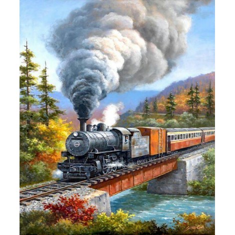 Train Landscape Pattern Diamond Painting