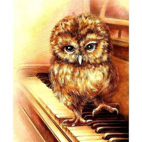 Owl Playing Piano Diamond Painting