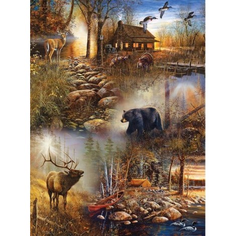 Elk And Bear Diamond Painting