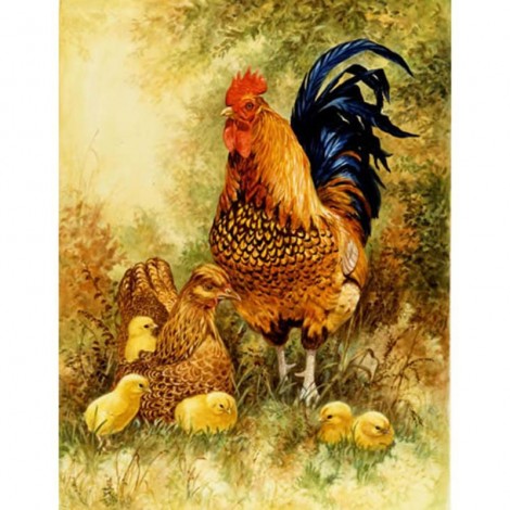 Big rooster and chick Diamond Painting